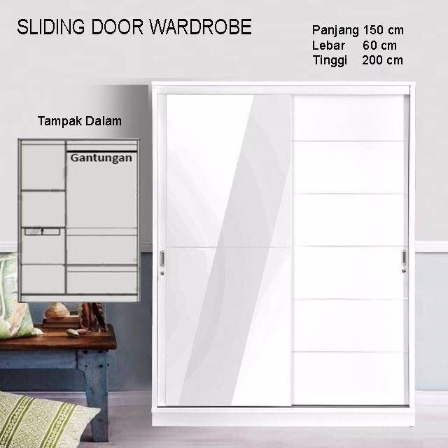 Lemari Pintu Sliding Putih Jumbo
