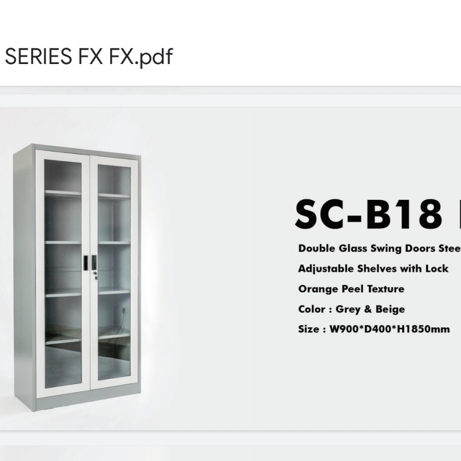 Lemari Arsip Besi Pintu Kaca Swing B18BT