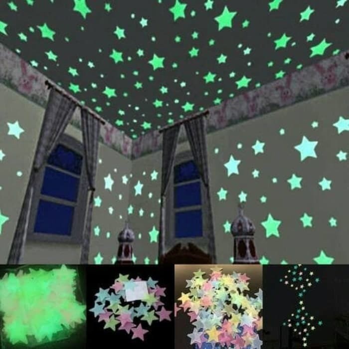 Stiker Bintang Glow in the Dark isi 100pcs / Star wall sticker