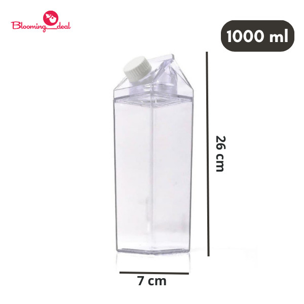 Botol Minum Kotak Susu Transparan 1 Liter