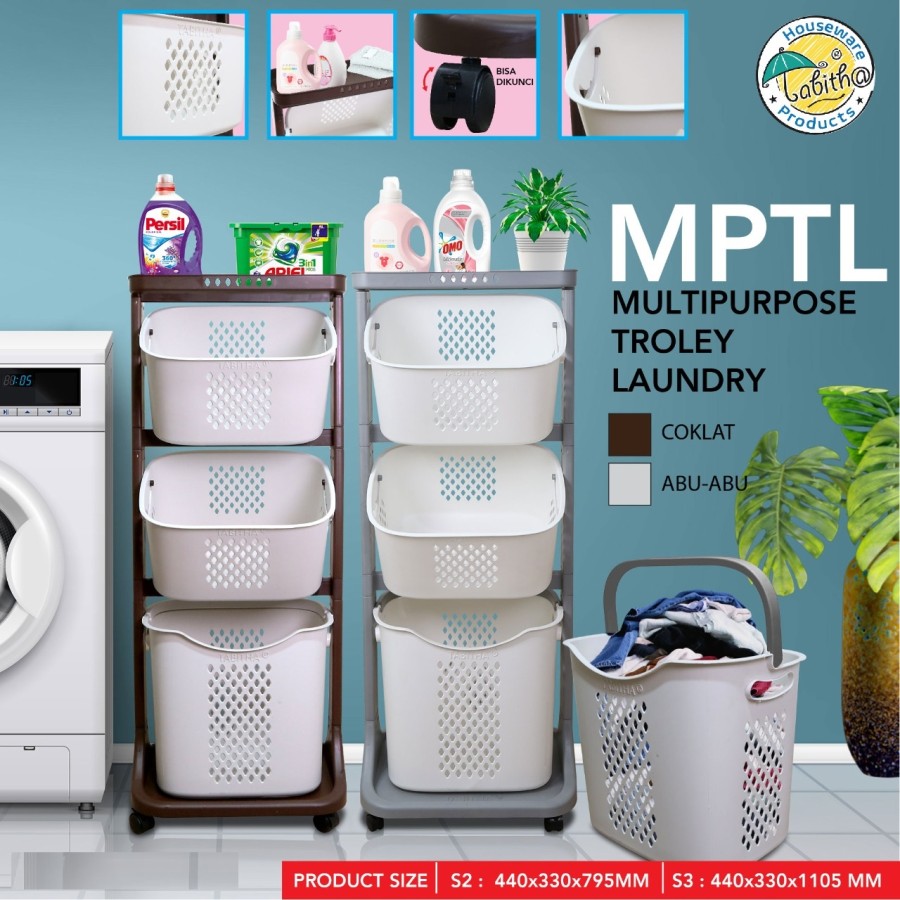Tabitha Laundry Basket Flexible Trolley Rak Keranjang Serbaguna (MPTL) - Susun 2