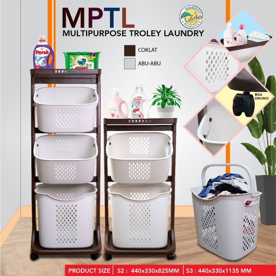 Tabitha Laundry Basket Flexible Trolley Rak Keranjang Serbaguna (MPTL) - Susun 2