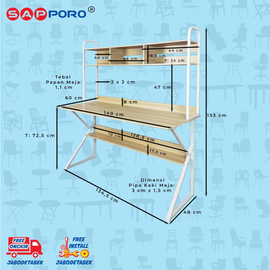 SAPPORO KANATA - Meja Belajar / Meja Kerja