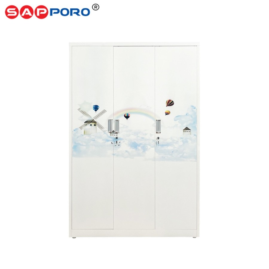 SAPPORO PADOVA - Lemari Pakaian Besi 3 Pintu | Steel Wardrobe 3 Doors