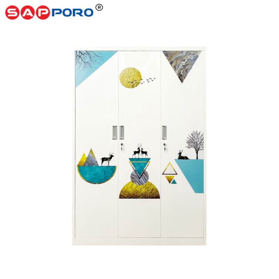 SAPPORO PADOVA - Lemari Pakaian Besi 3 Pintu | Steel Wardrobe 3 Doors