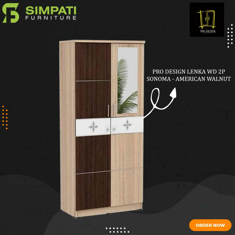 Lemari Pakaian Minimalis 2 Pintu Pro Design Lenka WD 2P - SONOMA-AMERICAN