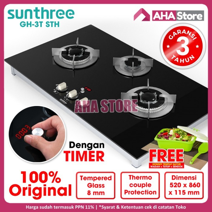Sunthree Built in Gas Hob Kompor Gas Tanam 3 Tungku GH-3T STH (GOJEK)