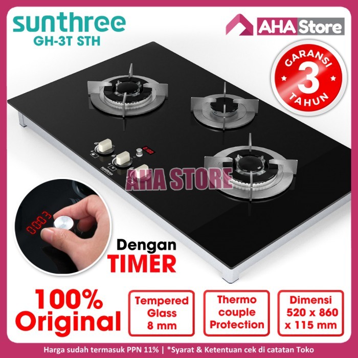 Sunthree Built in Gas Hob Kompor Gas Tanam 3 Tungku GH-3T STH (GOJEK)