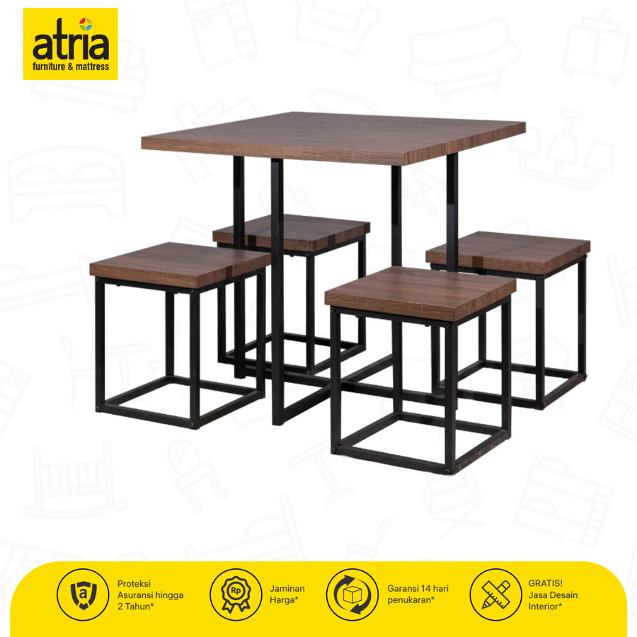 Meja Makan Dan Kursi Makan Atria Ozon Dining Set Grey