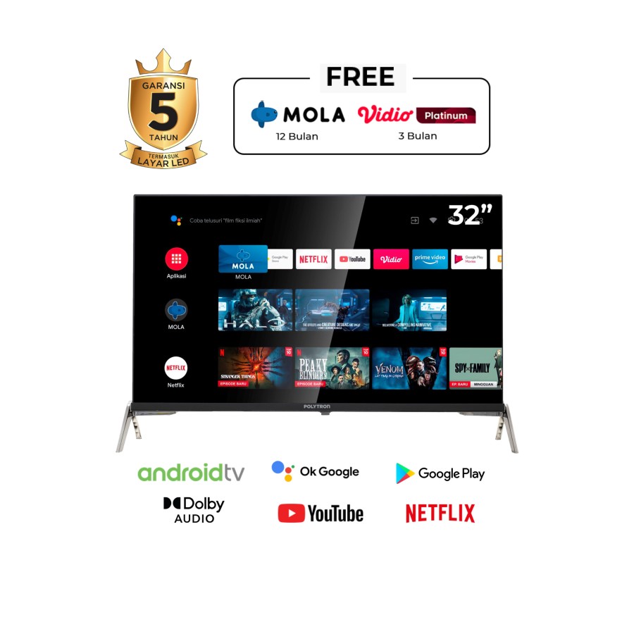 Jual LED TV POLYTRON 50AS8858 SMART ANDROID TV FULL HD Renos