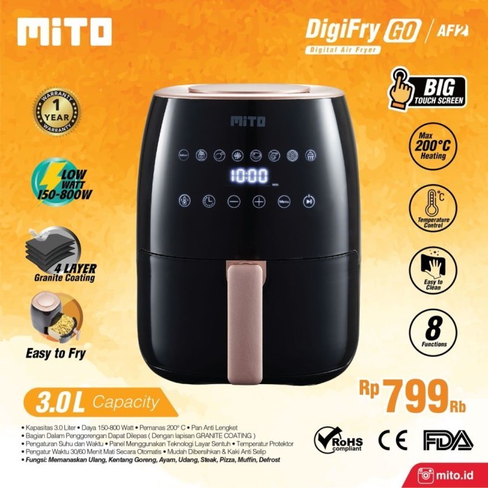 Jual Mito Af Digital Air Fryer Liter Gojek Grab