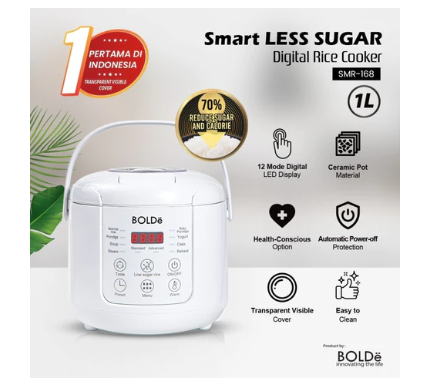 Boldee Smart Less Sugar Digital Rice Cooker 1L