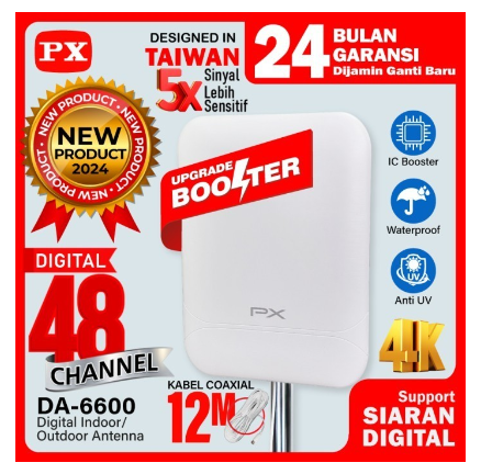 Antena TV Digital Indoor Outdoor DVBT2 Antena Booster 4K PX DA-6600