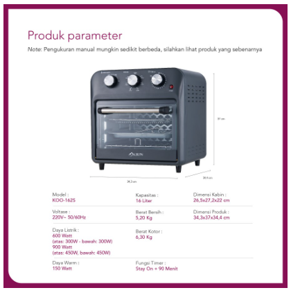 Oven Kirin KOO-162S FlexiWatt 16 liter