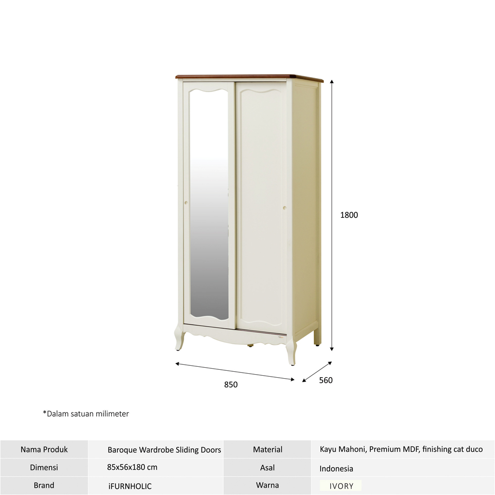 IFURNHOLIC Baroque Wardrobe Sliding Doors | Lemari Pakaian Pintu Geser