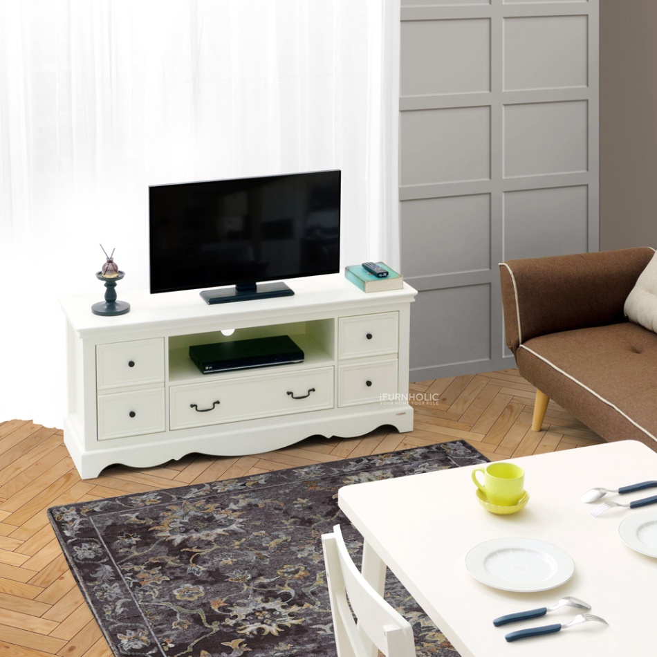 IFURNHOLIC Meja TV Klasik Madelyn TV Cabinet 120 | Rak TV Kayu Putih
