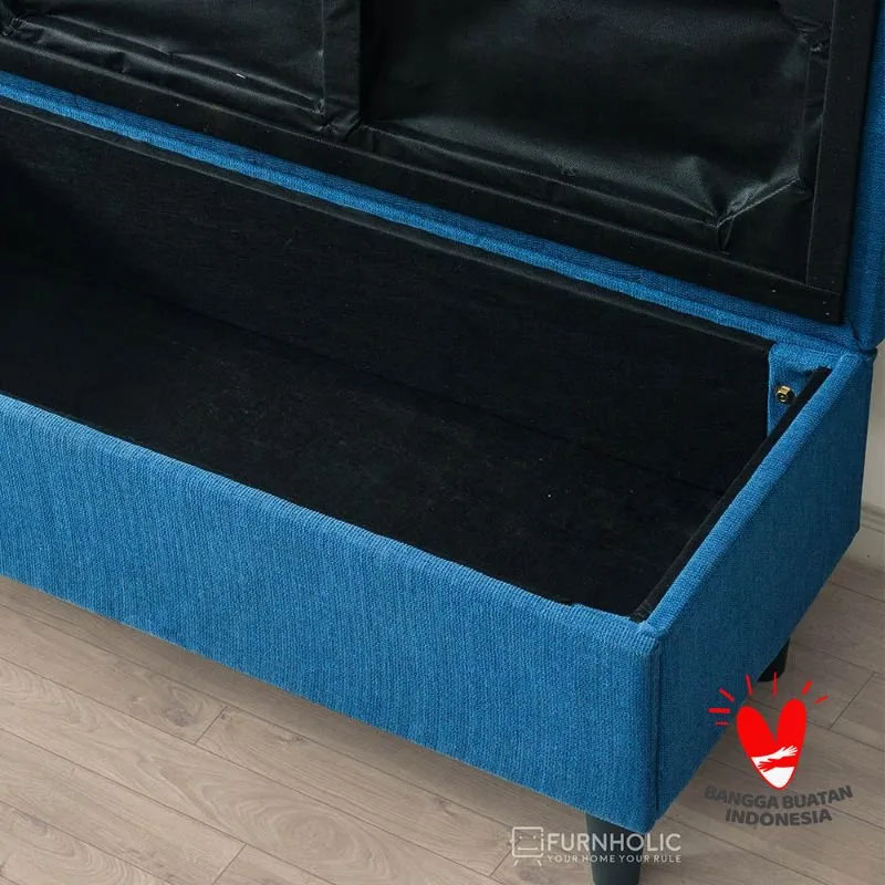 iFURNHOLIC Sabrina Storage Bench I Kursi Penyimpanan Klasik I Bangku Panjang I Sofa Stool - Biru