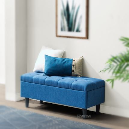iFURNHOLIC Sabrina Storage Bench I Kursi Penyimpanan Klasik I Bangku Panjang I Sofa Stool - Biru