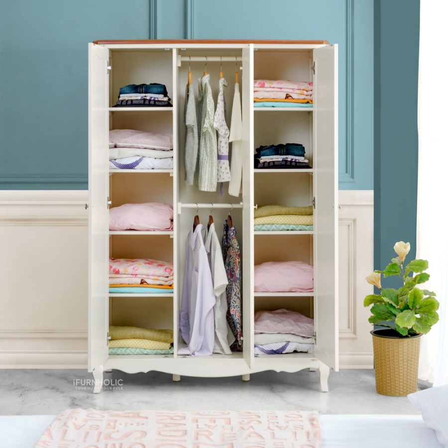 IFURNHOLIC Baroque Wardrobe 3 Doors | Lemari Pakaian Kayu 3 Pintu