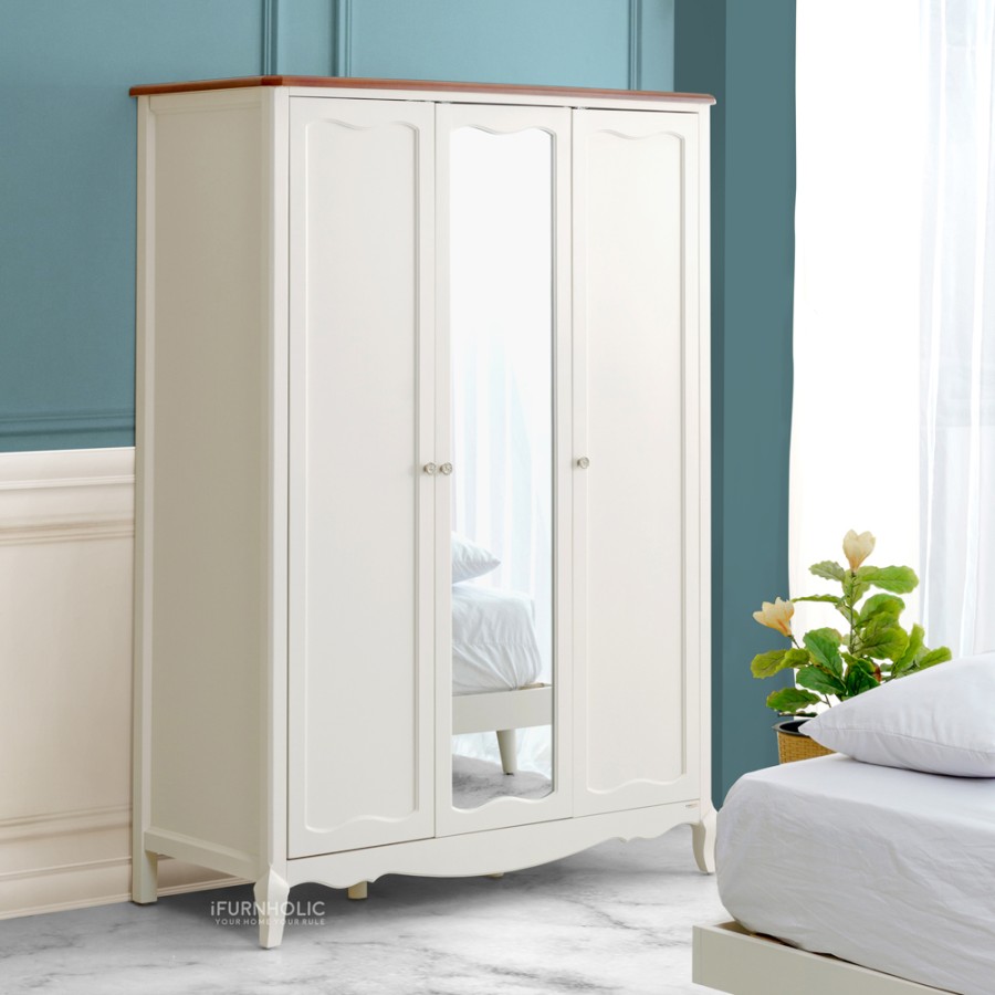 IFURNHOLIC Baroque Wardrobe 3 Doors | Lemari Pakaian Kayu 3 Pintu