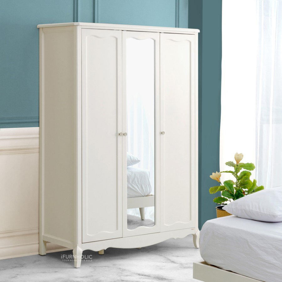 IFURNHOLIC Baroque Wardrobe 3 Doors | Lemari Pakaian Kayu 3 Pintu