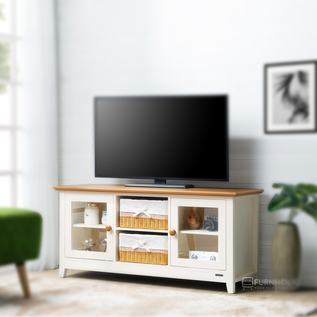 Jual Ifurnholic Kezia Tv Cabinet Ivory Brown Meja Tv Dinding