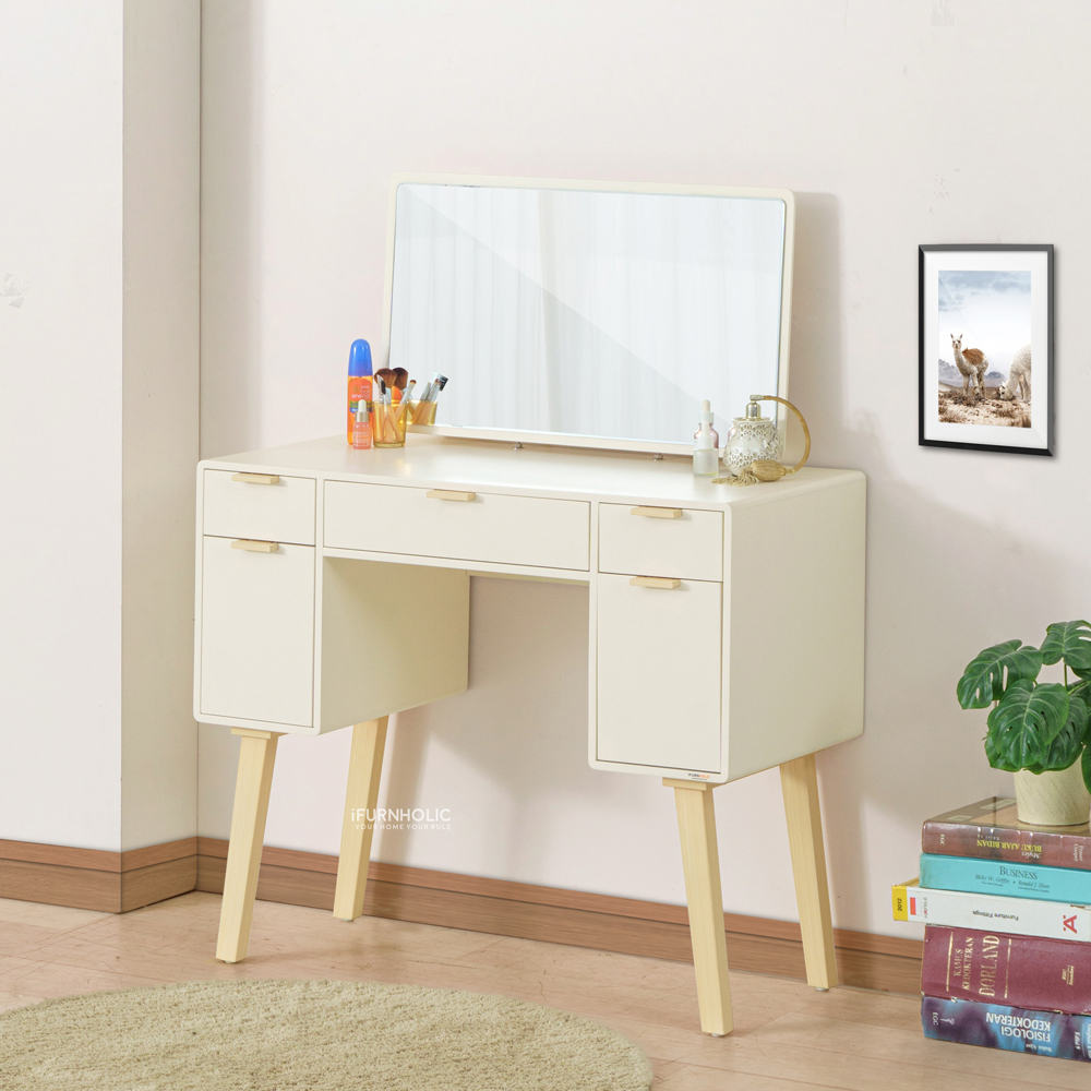 iFURNHOLIC Raisa Makeup Table I Meja Rias Minimalis - Ivory-Natural