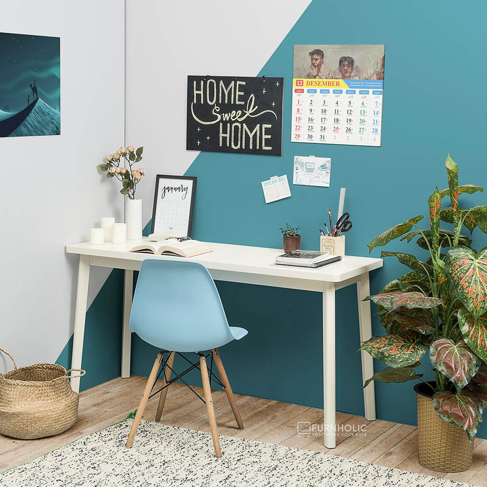 IFURNHOLIC Bernard Long Desk / Meja Kerja Minimalis - Ivory