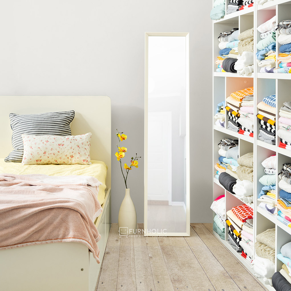 iFURNHOLIC Clara Tall Mirror with stand | Cermin Full Body - Ivory