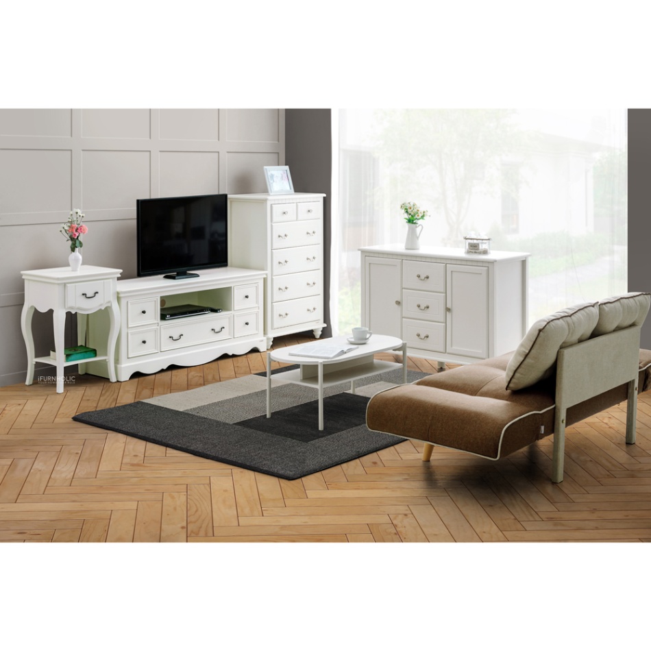 IFURNHOLIC Meja TV Klasik Madelyn TV Cabinet 120 | Rak TV Kayu Putih