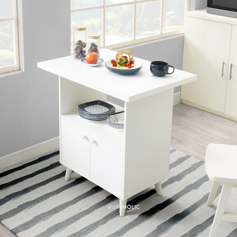 IFURNHOLIC Dion Island Table | Meja Makan Dapur & Kabinet Penyimpanan