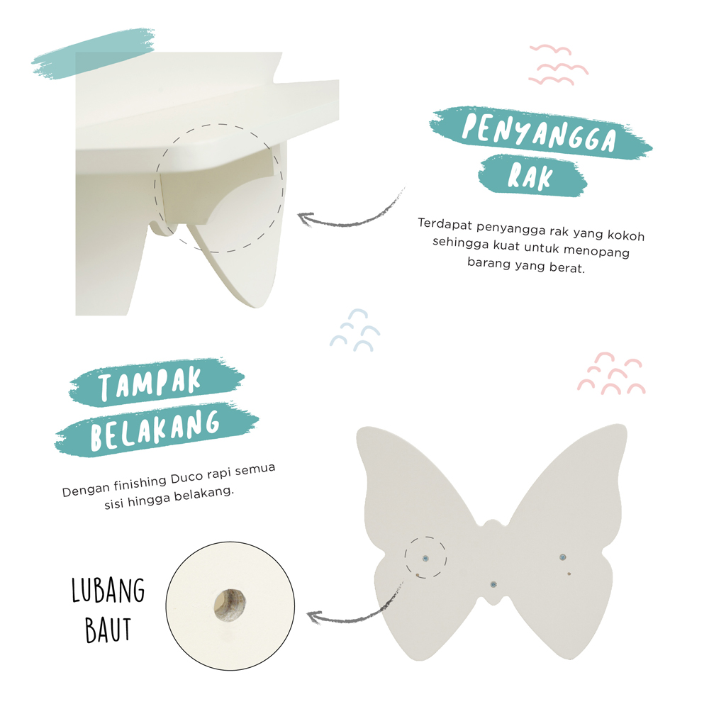 IFURNHOLIC Butterfly Shelf / Rak Hiasan Dinding 