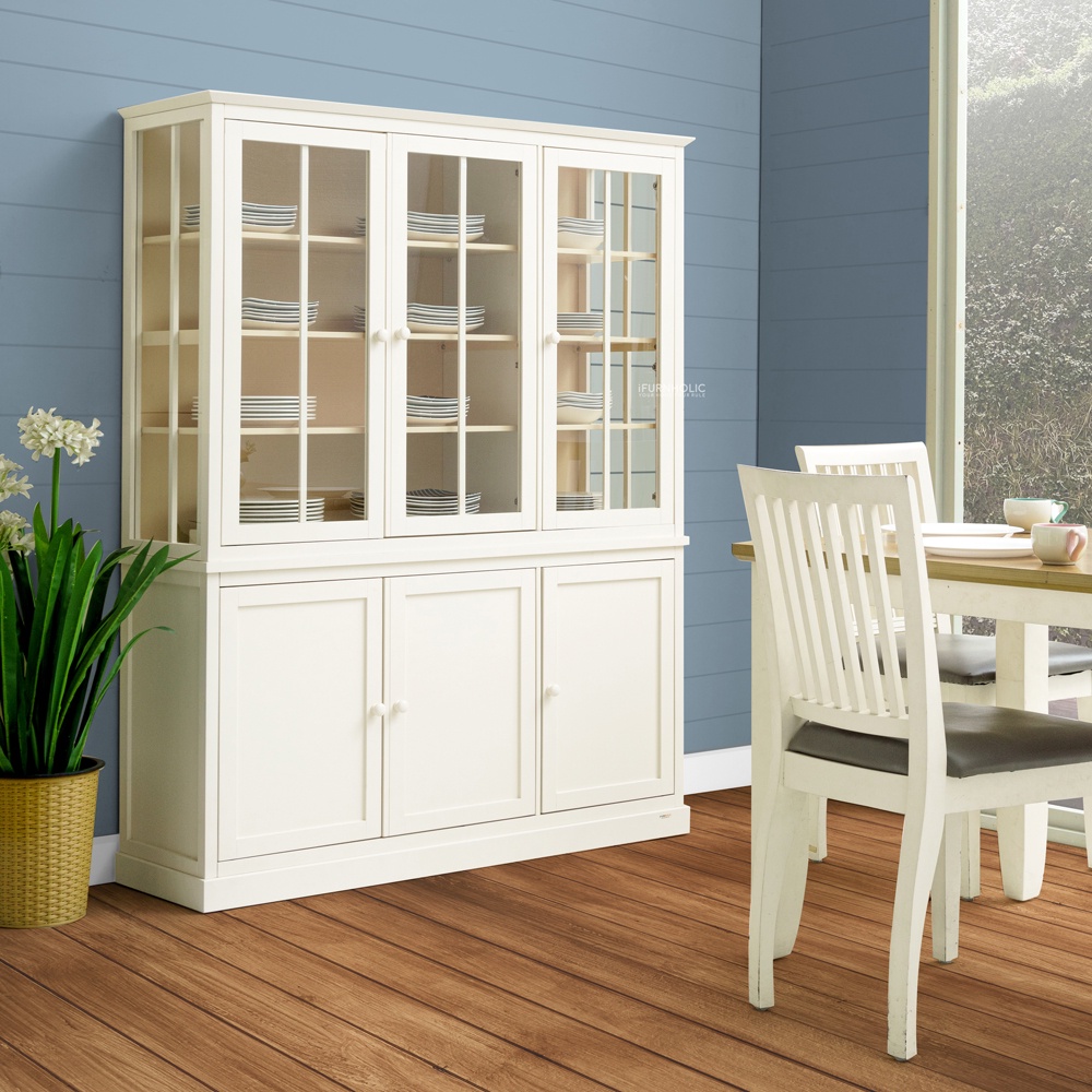 iFURNHOLIC Wynona Lemari Pintu Kaca I Lemari Kaca Besar I Lemari Hias I Kabinet Pajangan I Kabinet Dapur I Lemari 3 pintu I Lemari Kayu I Lemari Dapur