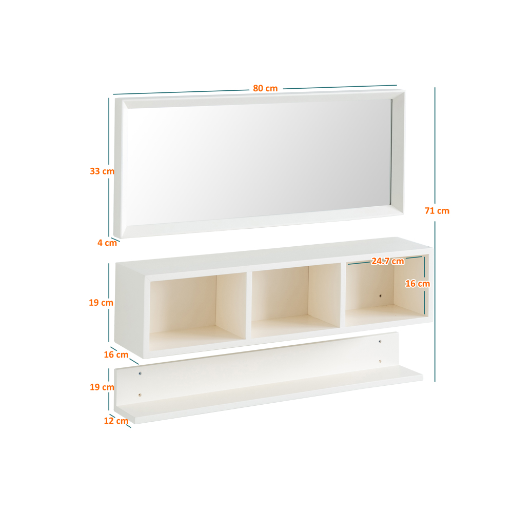 iFURNHOLIC Mason Wall Organizer Set of 3 I Cermin Rak Dinding Minimalis - Ivory
