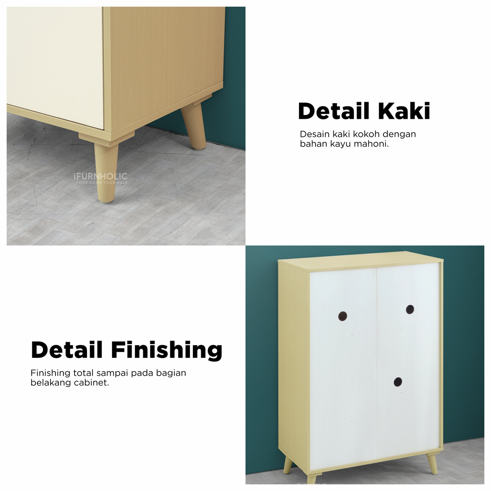 Ifurnholic Dion Kitchen Cabinet + Dion Dish Cabinet I Lemari Dapur Minimalis I Kabinet Serbaguna I Lemari Piring I Rak Dapur I Rak Microwave