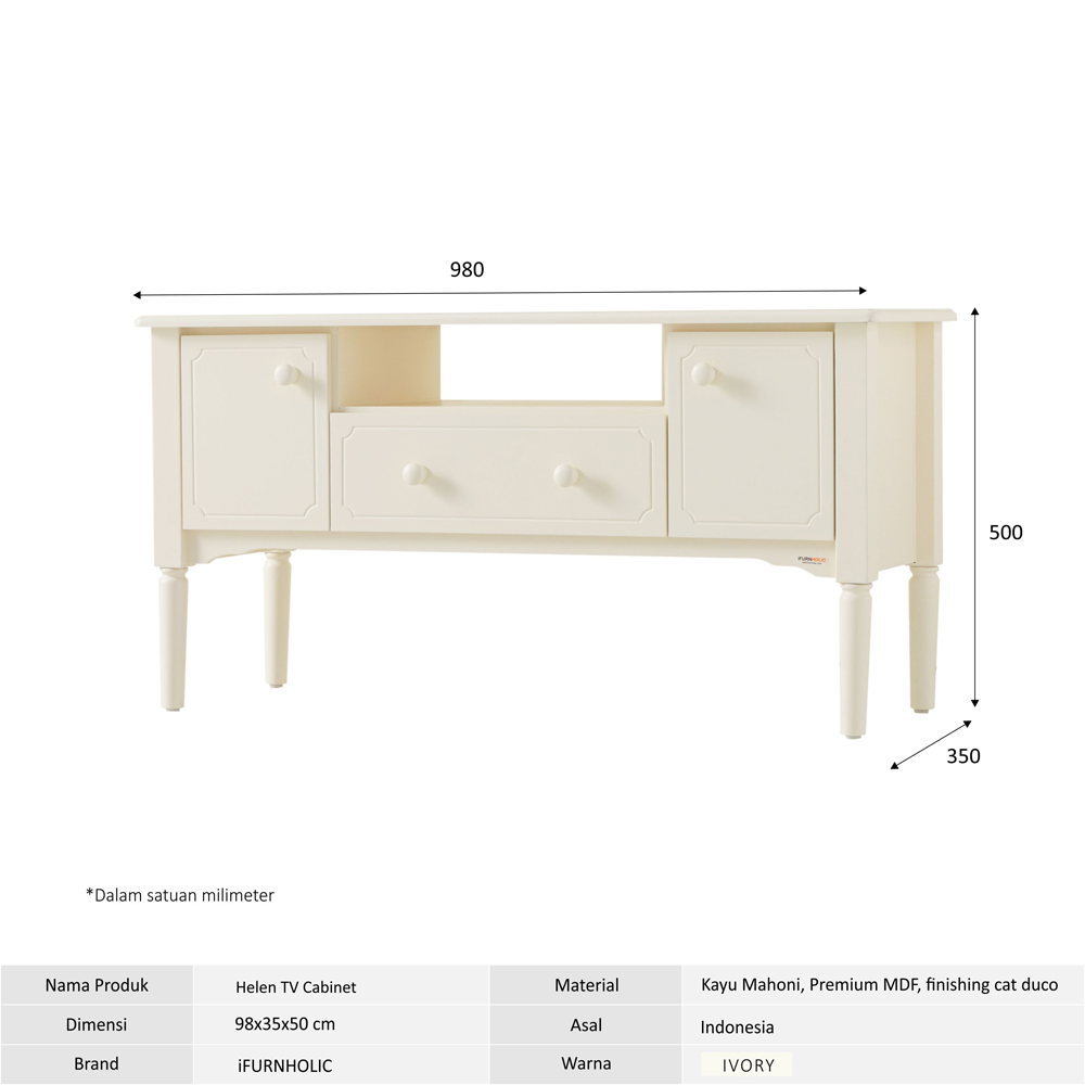 iFURNHOLIC Helen TV Cabinet I Meja TV Klasik I Lemari TV Simpel I Buffet Rak TV