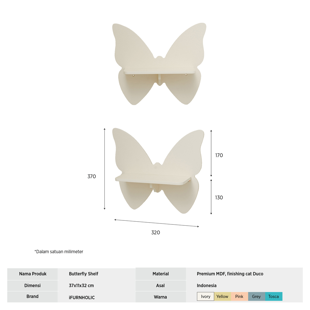 IFURNHOLIC Butterfly Shelf / Rak Hiasan Dinding 