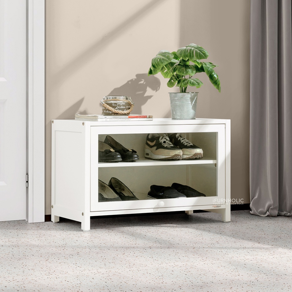 IFURNHOLIC Siena Shoe Cabinet | Rak Sepatu Kayu Tertutup Pintu Kaca
