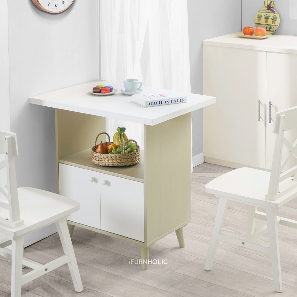 IFURNHOLIC Dion Island Table | Meja Makan Dapur & Kabinet Penyimpanan