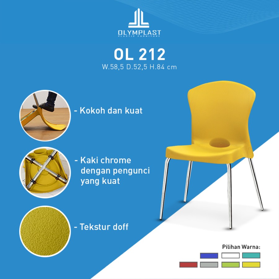 kursi cafe kaki besi kursi santai kursi taman plastik olymplast OL 212 - hijau daun