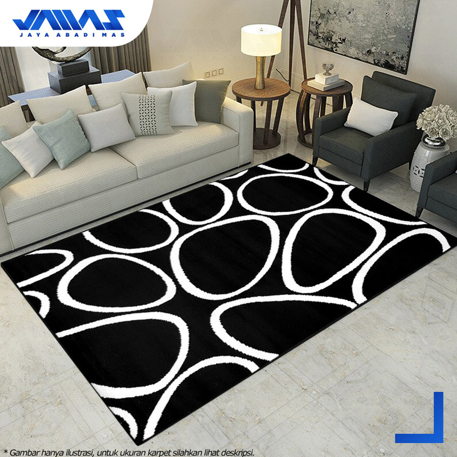 Jamas Karpet PP Rugs Monokrom Hitam Putih Ukuran 160x210cm