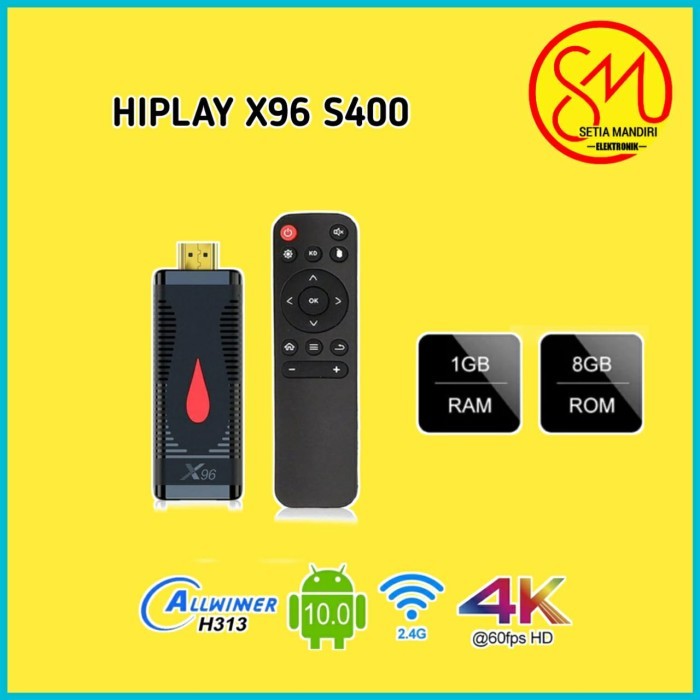 HIPLAY X96 S400 Mini Android TV Stick Dongle RAM 1GB ROM 8GB