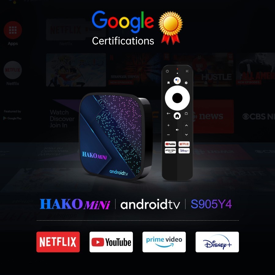 Android Tv box Hako Mini Google Certified 4K Amlogic S905Y4 Dual Wifi