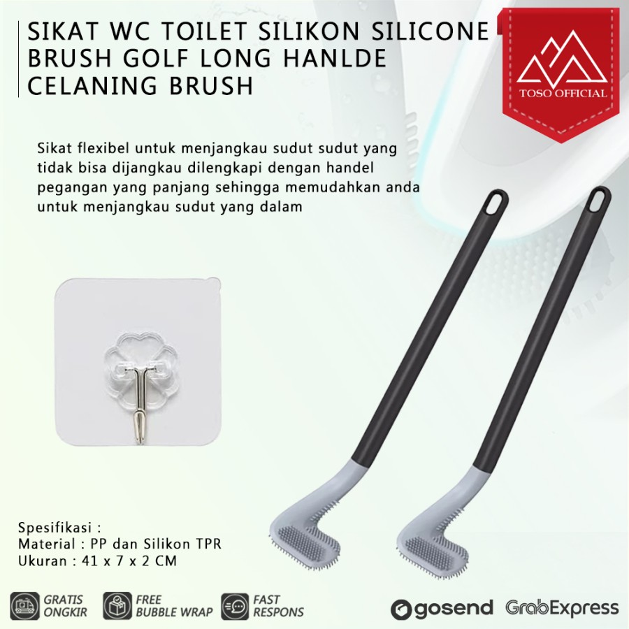 Sikat Wc Toilet Silikon Silicone Brush Golf Long Handle Celaning Brush.