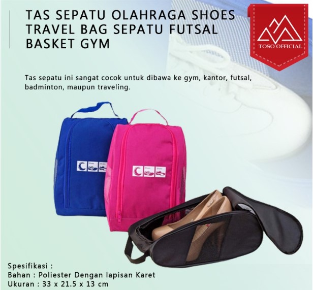 Tas Sepatu Olahraga Shoes Travel Bag Sepatu Futsal Basket Gym Jaring - Pink