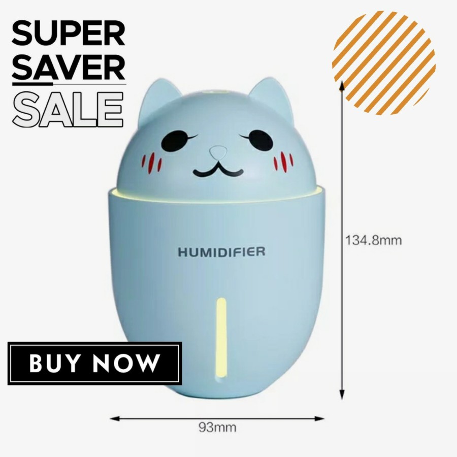 CUTE PET HUMIDIFIER 3 IN 1 + LED LIGHT + USB FAN PELEMBAB RUANGAN - Biru