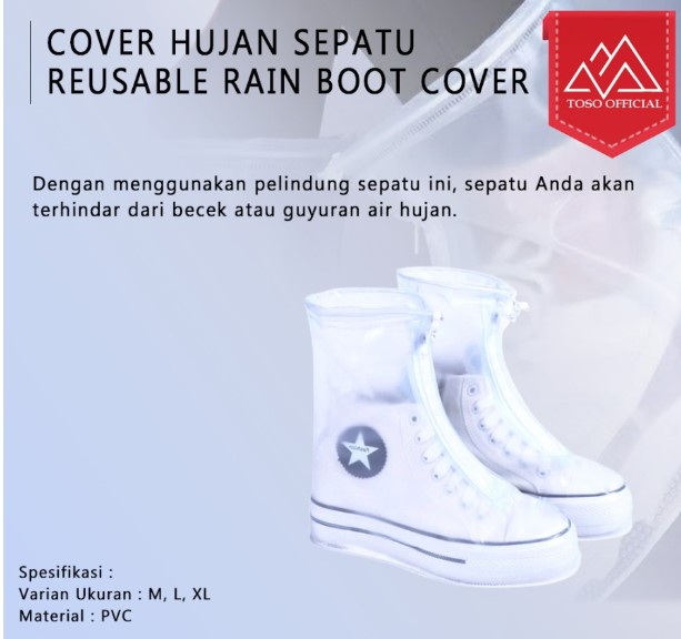 JAS HUJAN SEPATU SARUNG SEPATU RAIN COVER SHOES PELINDUNG SEPATU HUJAN - L40-41, TRANSPARANT