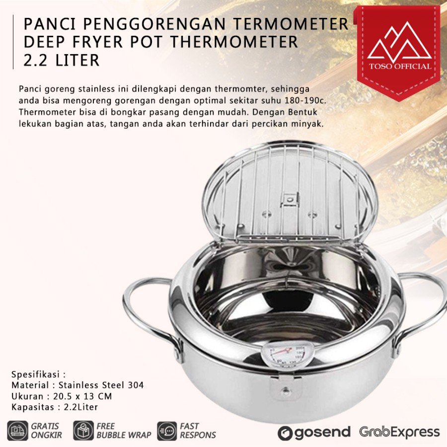 PANCI PENGGORENGAN TERMOMETER DEEP FRYER POT THERMOMETER 2.2 LITER