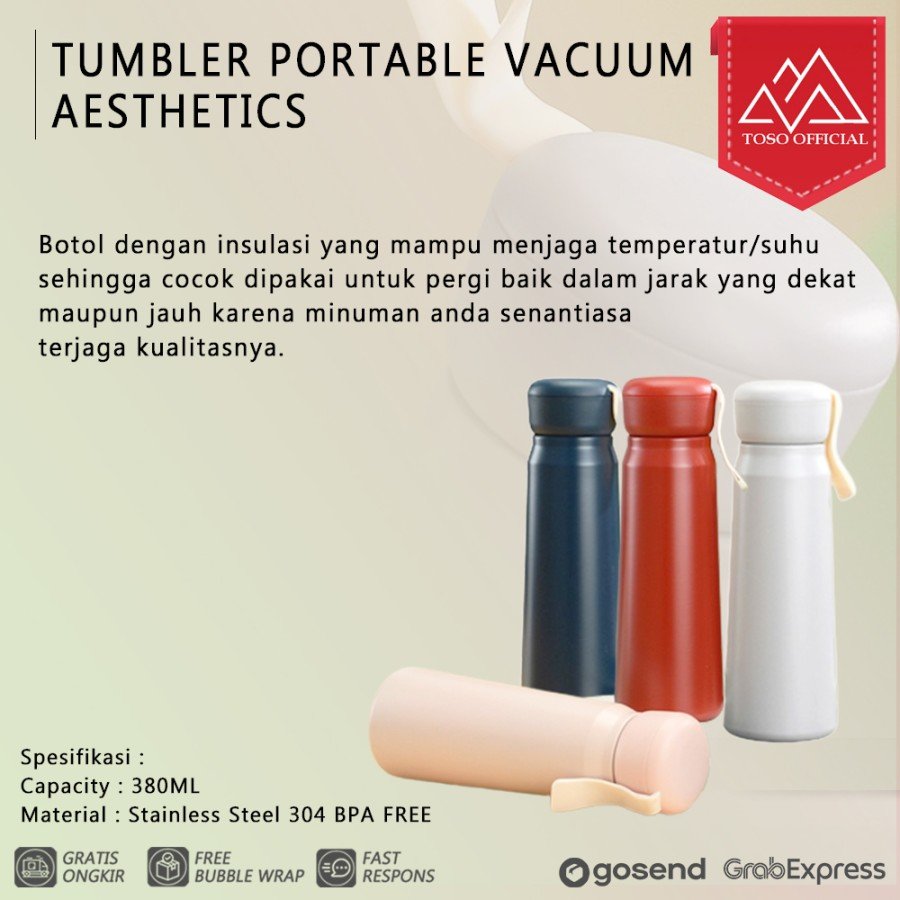 Botol Termos Air Minum Thermos Vacuum SUS 304 Tumbler Portable 380ml