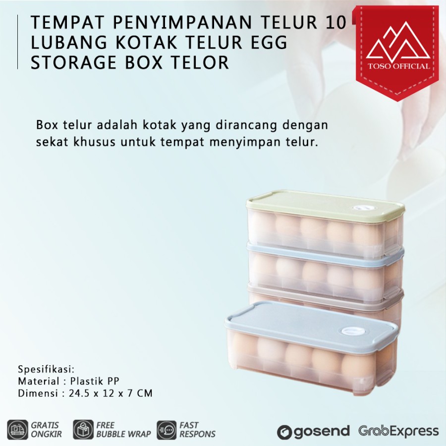 Tempat Penyimpanan Telur 10 Lubang Kotak Telur Egg Storage Box Telor